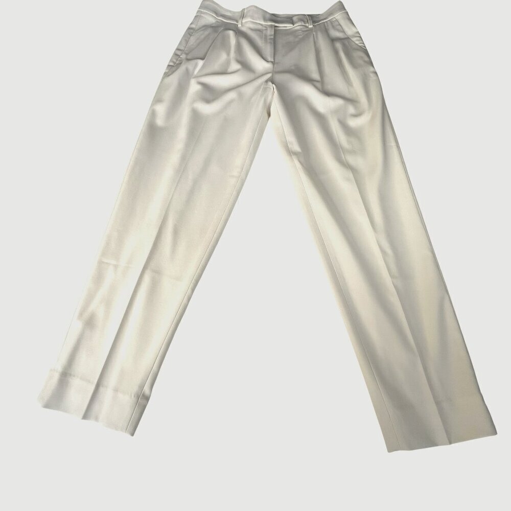 Banana Republic Off-White Barathea Italian Wool Tapered Pant Size 12 Long - Picture 8 of 16